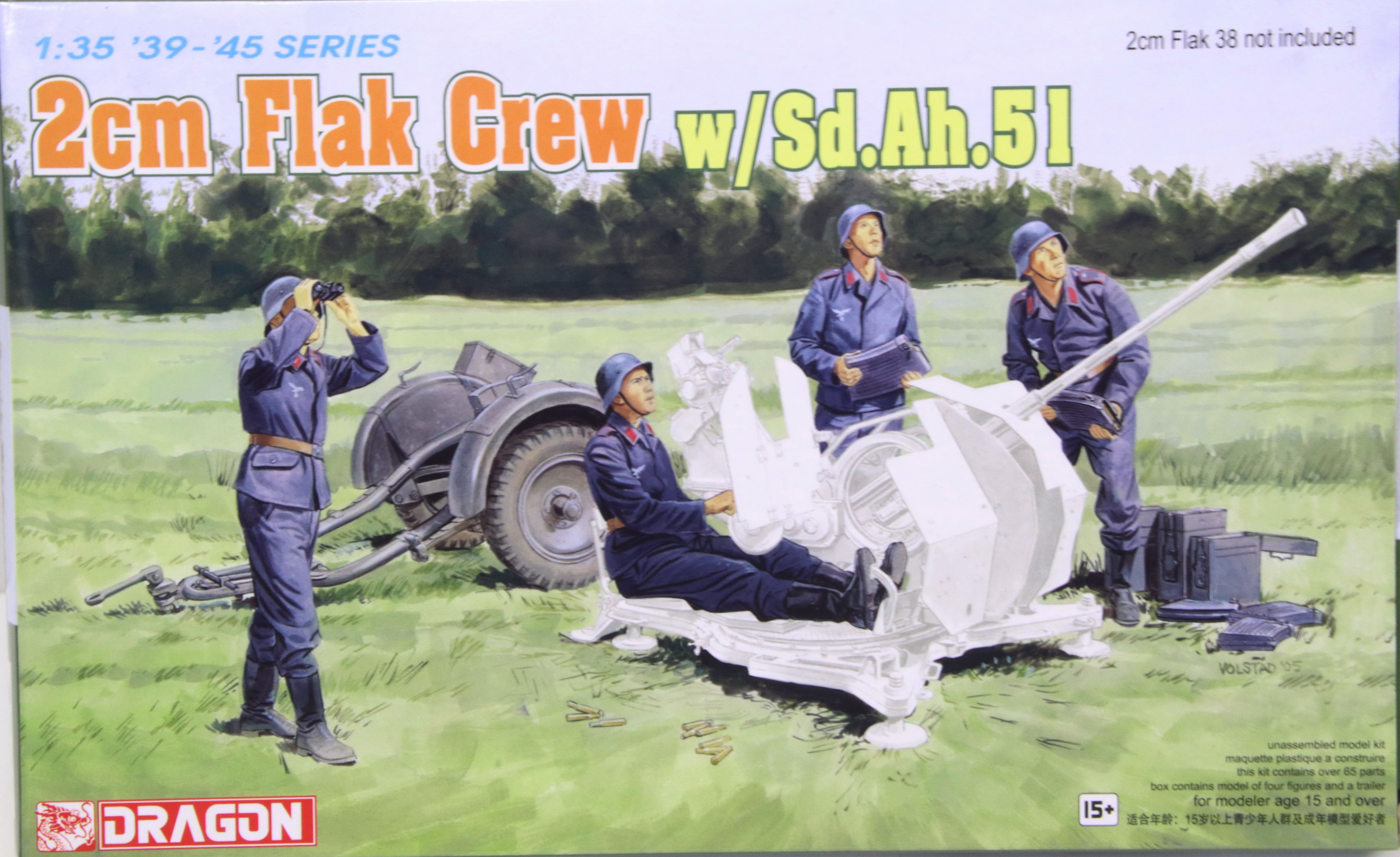 Modeling figures german, Luftwaffe, 2 cm Flak crew w/Sd. Ah. 51, ref. 6368, 1/35, Dragón
