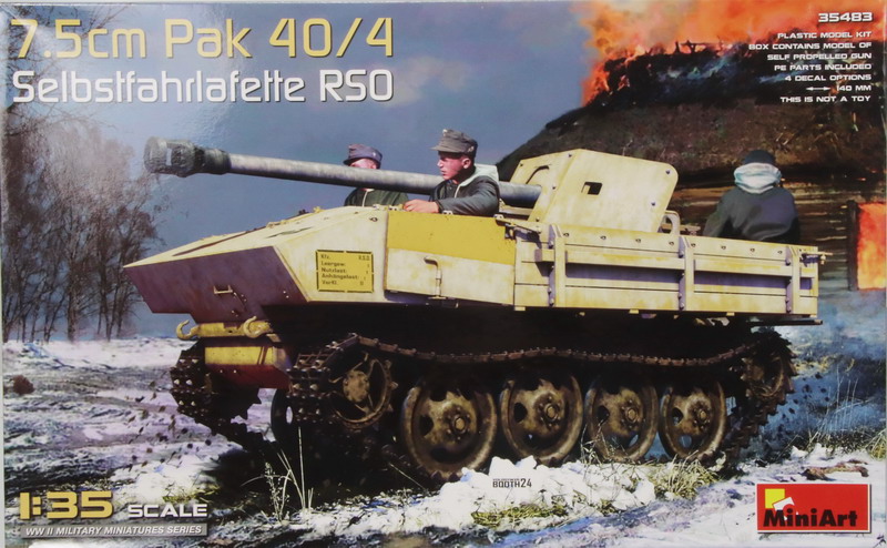 Modeling vehicle Steyr RSO, Selbstfahrlafette, 7.5 Pak 40/4, ref. 35483, 1/35, Miniart