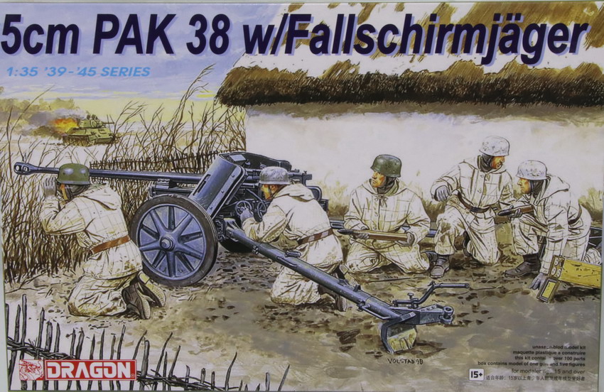 Modeling cannon Pak 38, 5 cm & Fallschirmjager, ref. 6118, 1/35, Dragón