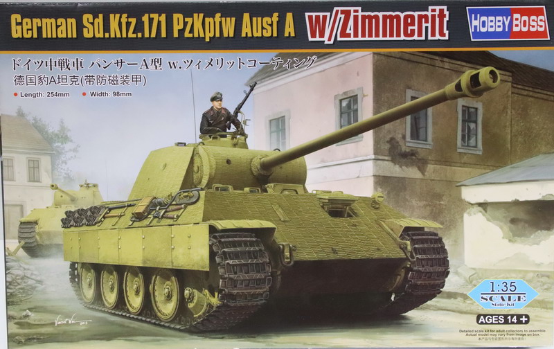 Modeling tank Panzer V, Panther Ausf. A w/Zimmeritt, ref. 84506, 1/35, Trumpeter