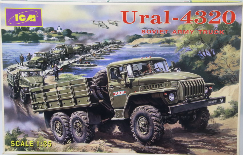 Modeling truck Ural-4320, soviet army truck, ref. 35371, 1/35, ICM