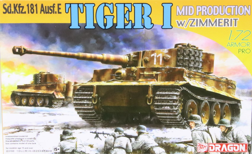 Modeling tank Panzer VI, Tiger I, Ausf. E, w/zimmerit, ref. 7251, 1/72, Dragón