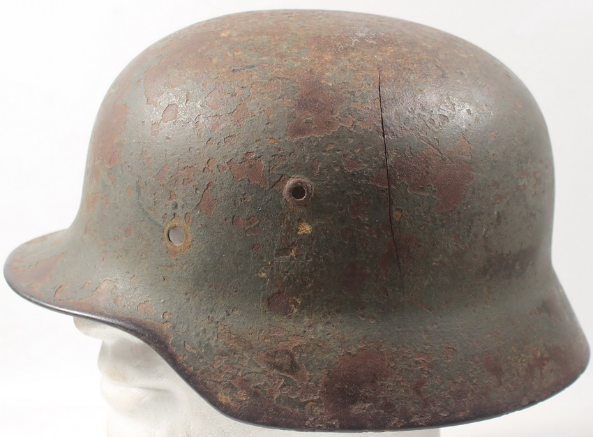 Helmet mod. 35, Heer, double decal, damaged battle, original German World War Two