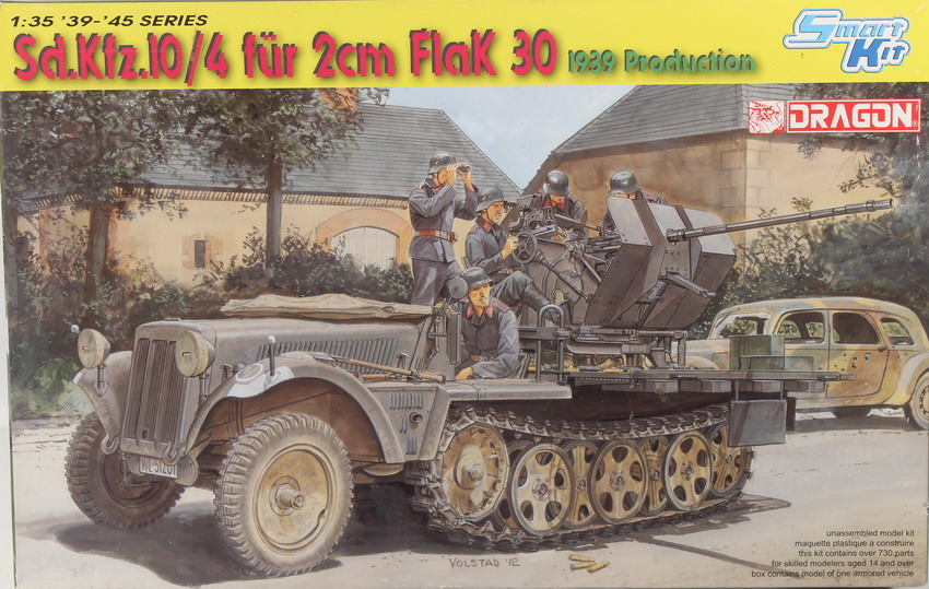 Modeling antiaircraft vehicle Sdkfz 10/4 with Flak 30 , 2 cm, 1939 production, ref. 6739, 1/35, Dragón