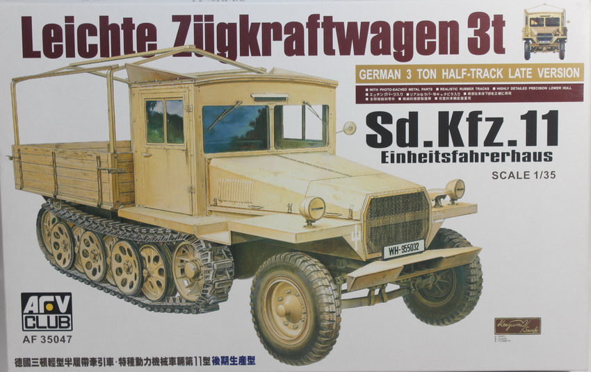 Modeling halftrack Sdkfz 11, Leichter Zugkraftwagen 3t, Einheitsfahrerhaus, ref. AF 35047, 1/35, AFV