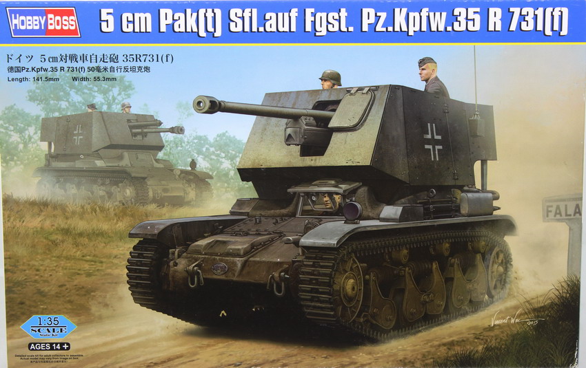 Modeling tank destroyer 5cm Pak(t) Sfl. Auf Fgst. Pz.Kpfw.35R 731(f), ref. 83808, 1/35, Hobby Boss