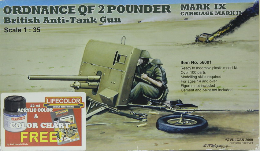 Modeling cannon Ordnance Qf 2 pounder, Bristish anti-tank gun, ref. 56001, 1/35, Vulcan
