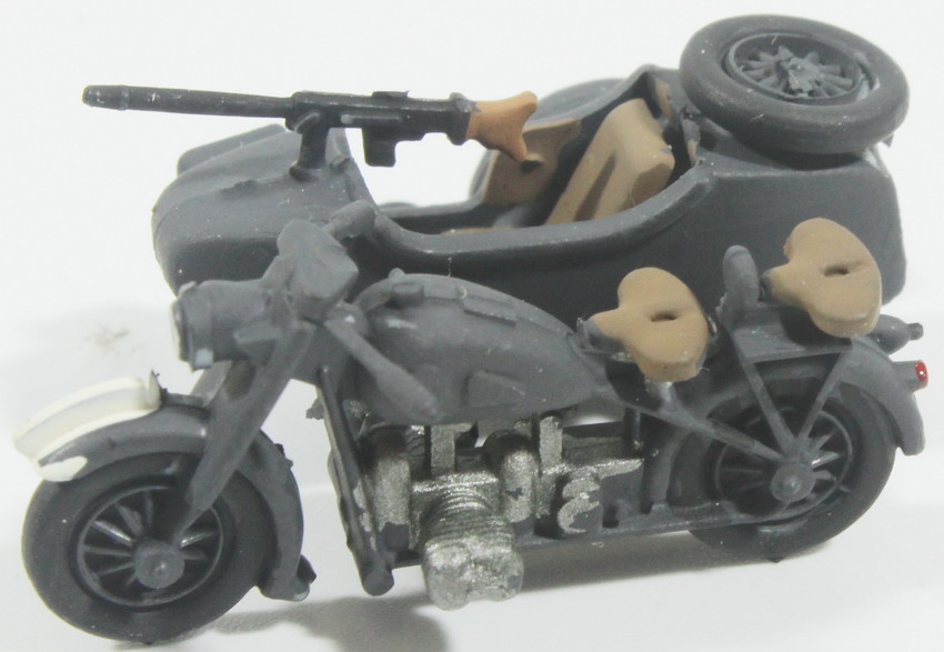 Modeling motorcycle, german, motorcycle with sidecar , assembled and painted, 1/72, box 4