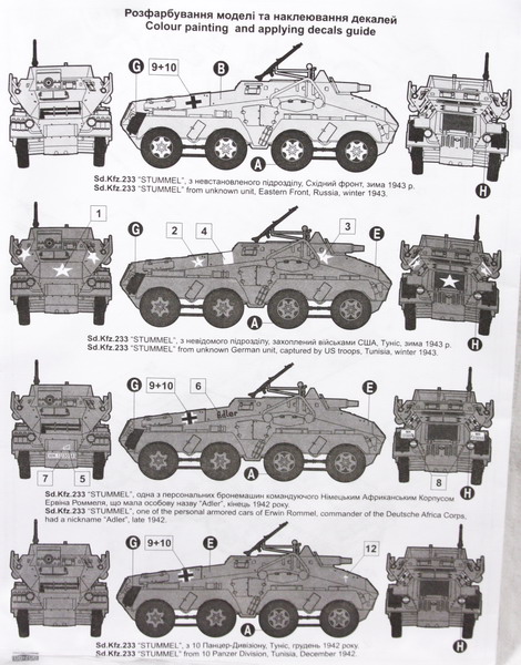 Modeling armored car Sdkfz 233, Stummel, 8 rad, ref. 706, 1/72, Roden, no box