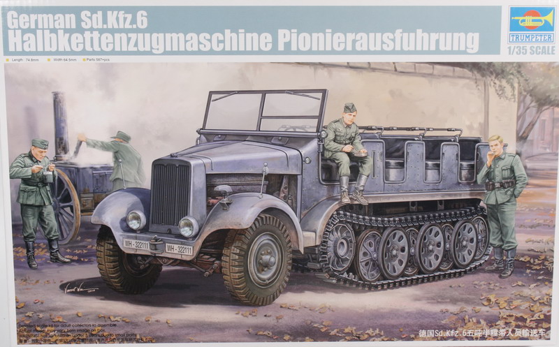 Modeling vehicle kalftrack, Sdkfz. 6, Halbkettenzugmaschine Pionierausfuhrung, ref. 05530, 1/35, Trumpeter