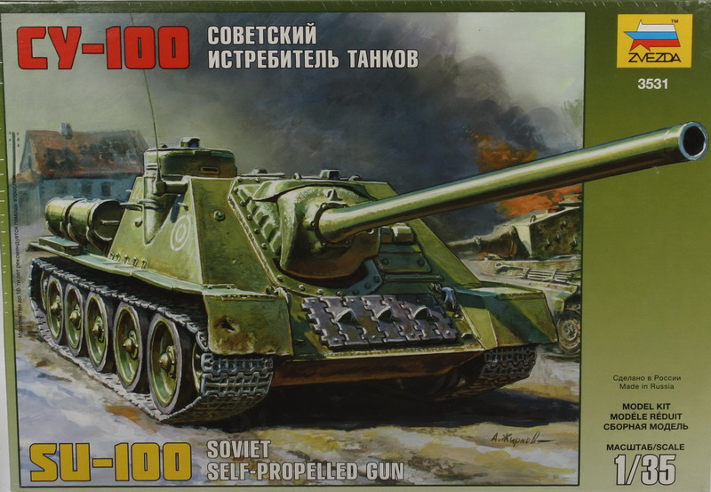Modeling tank destroyer, Su-100, soviet self-propelled gun, ref. 3531, 1/35, Zvezda