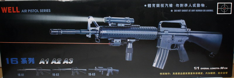 M-16 A2, de plástico, Well air pistol series, escala 1/1