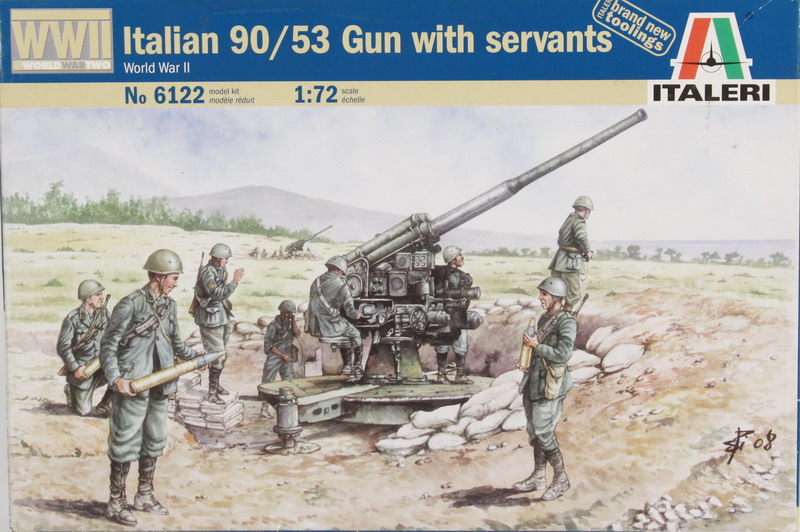 Modeling cannon 90/53 gun, italian, with servants, ref. 6122, 1/72, Italeri