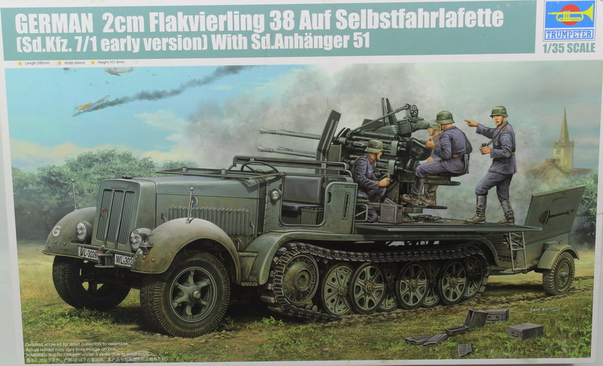 Modeling half track Sdkfz 7/1 Flakvierling 38 & Sd. Anhänger 51, ref. 01523, 1/35 Trumpeter