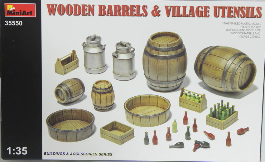 Modeling accesories wooden barrels & village utensils, ref. 35550, 1/35, Miniart