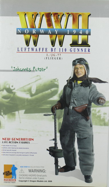 Action figure 1/6, Johannes Patzer, Norway 1940, Luftwaffe Bf 110 Gunner, ref. 70624