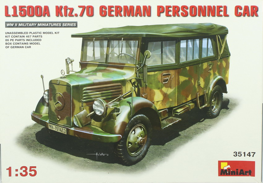 Modeling car Mercedes L1500A Kfz. 70, ref. 35147, 1/35, Miniart