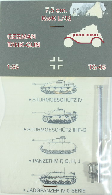Modeling accesories cannon 7,5 cm Kwk L/48, Panzer IV - Stug, 1/35, ref. TG-05, Jordi Rubio