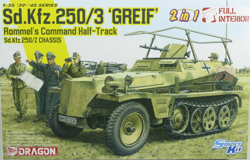Modeling halftrack Sdkfz. 250/3, Greif, Rommel command, 2x1, full interior, ref. 6911, 1/35, Dragón