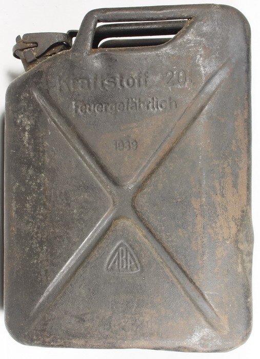 Jerrycan of gasoline Kraftstoff, year 1939, original Civil war - world war 2