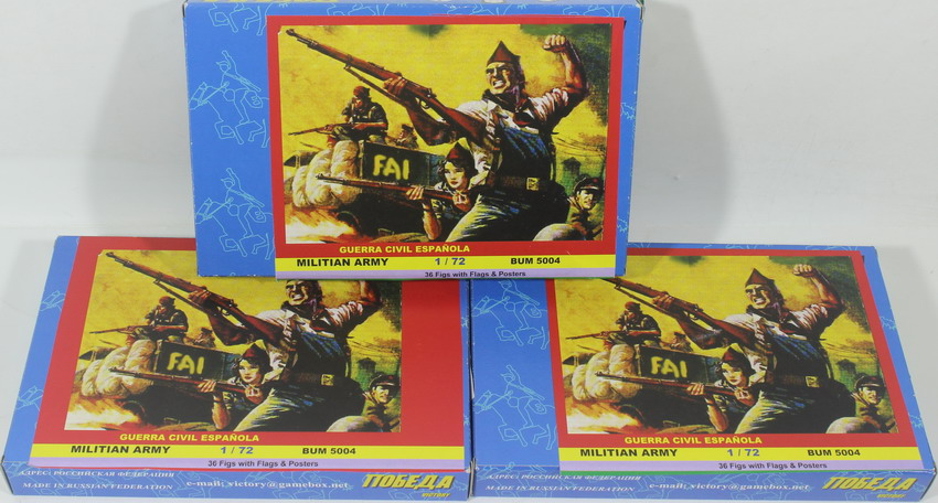 Modeling figures spanish, Milicianos, Spanish Civil War, Guerra Civil Española, ref. 5001, 17/2, BUM – Sword – Victory. Lote 3 units