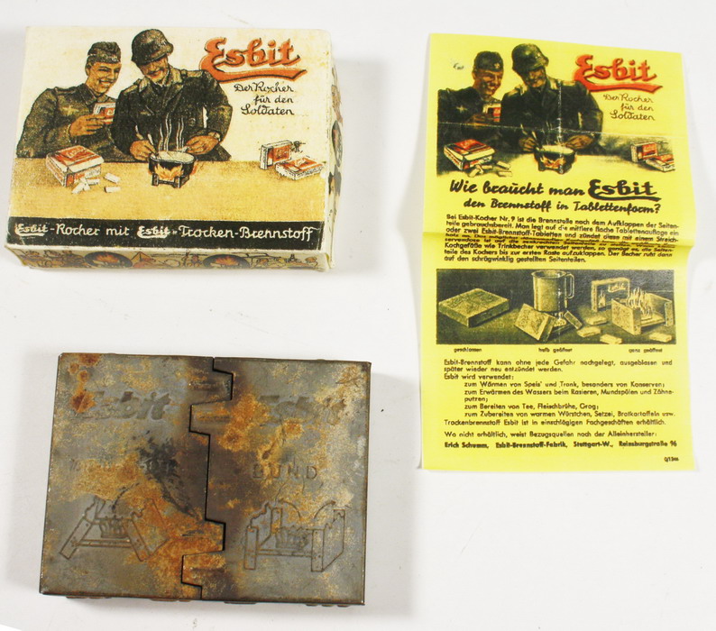 Campaign Esbit stove manufacturing post-war and carton reproduction.