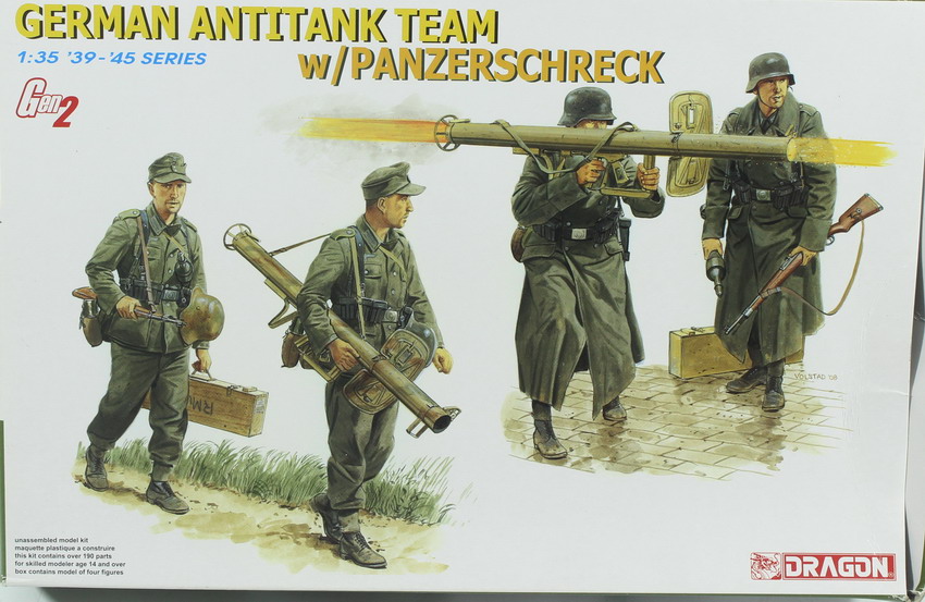 Modeling figures german antitank team w. Panzerschreck, ref. 6374, 1/35, Dragón
