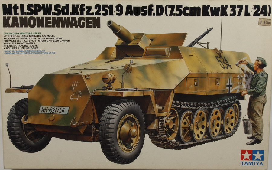 Modeling halftrack Sdkfz 251/9, Ausf. D, 7.5 Kwk 37 L/24 kanonenwagen, ref. 35147, 1/35, Tamiya.