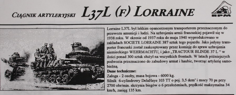 Modeling vehicle L37L, Lorraine, 1/35, RPM (no box).
