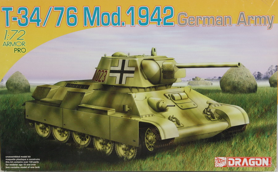 Modeling tank T-34/76, 1942, German army, ref. 7268, 1/72, Dragón