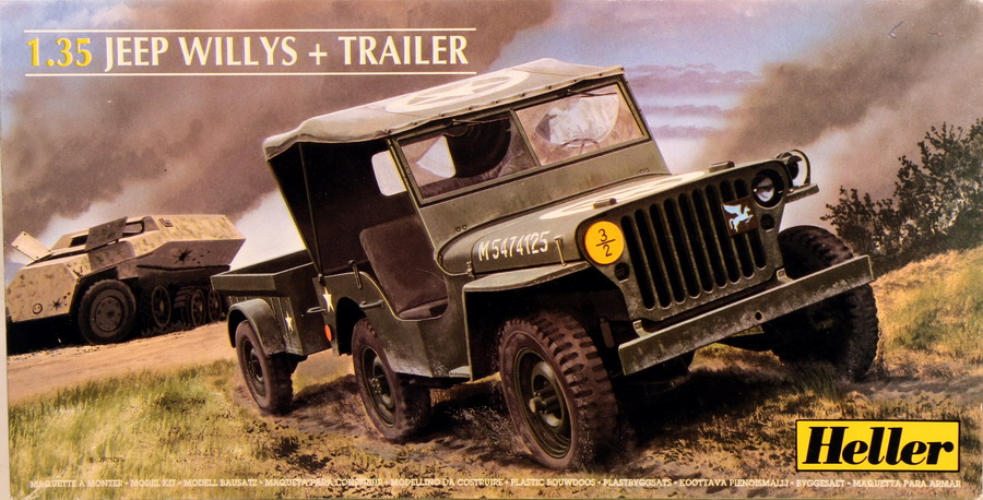 Modeling Jeep Willys + trailer, ref. 81105, 1/35, Heller