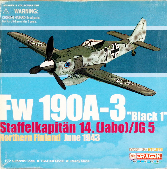 Modeling aircraft Focke Wulf Fw-190 A-3 Black 1, Jabo – JG 5, ref. 50054, 1/72, Dragon Warbirds