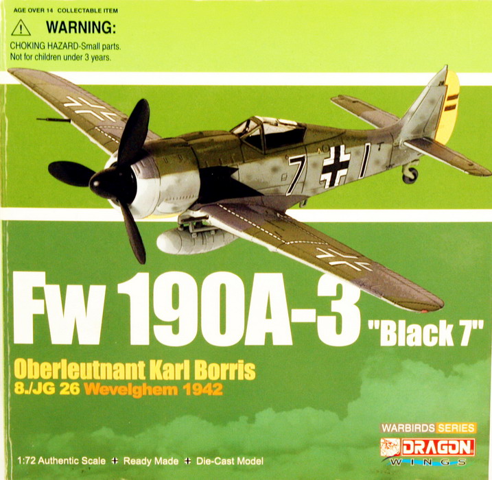 Modeling aircraft Focke Wulf Fw-190 A-3 Black 7, JG 26, ref. 50085, 1/72, Dragon Warbirds