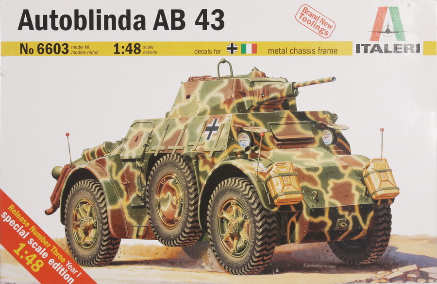 Modeling armored car, Autoblinda Ab 43, ref. 6603, 1/48, Italeri