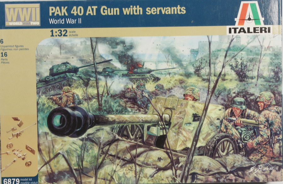 Modeling cannon Pak 40 with servants, ref. 6879, 1/32, Italeri