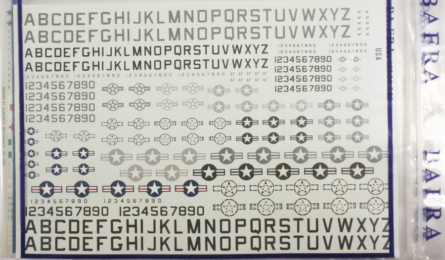 Modeling accesories decals, USA, ref. BA D02, ¿1/48?, BAFRA