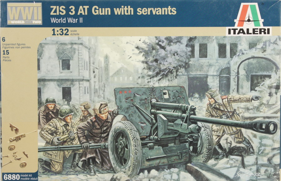 Modeling cannon Zis 3 AT with servants, ref. 6879, 1/32, Italeri