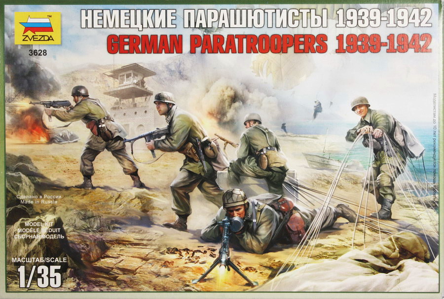 Modeling figures German paratroopers 1939-1942, Fallschirmjäger, ref. 3628, 1/35, Zvezda