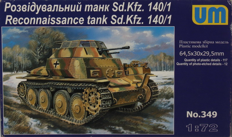 Modeling tank Sdkfz 140/1, ref. 349, 1/72, UM