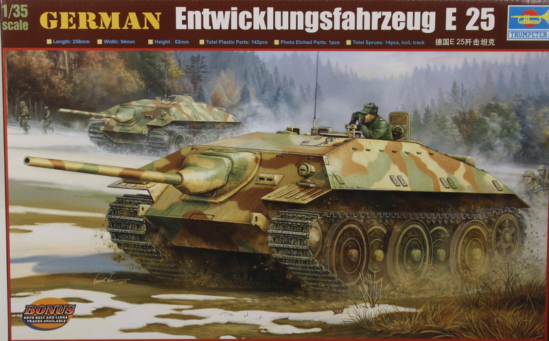 Modeling tank E-25, Entwicklungsfahrzeug, ref. 00383, 1/35, Trumpeter