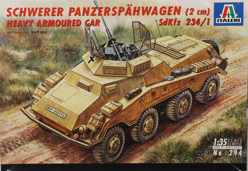 Modeling armoured car Puma –Panzerspähwagen 2 cm, Sdkfz 234/1, ref. 294, 1/35, Italeri..