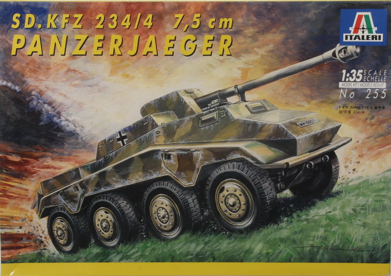 Modeling armoured car Puma –Panzerjager, Pak 40, 7,5 cm, Sdkfz 234/4, ref. 255, 1/35, Italeri.