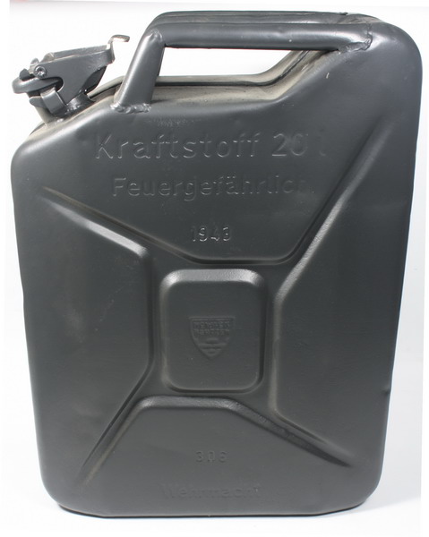 Jerrycan of gasoline Kraftstoff, year 1943, original German World War Two
