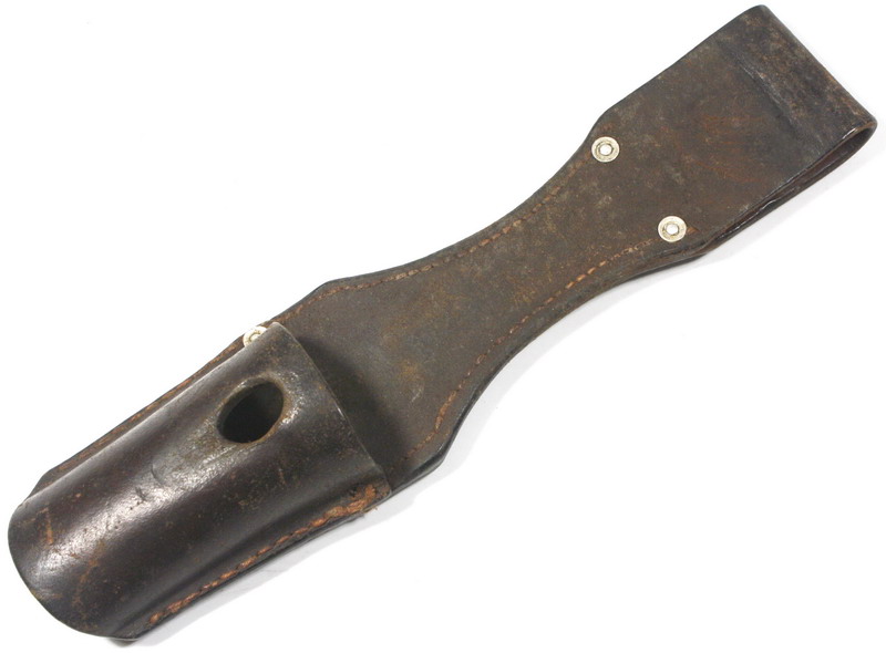 Bayonet frog (Seitengewehrtasche), black leather, for Mauser bayonet K98K, original German World War Two
