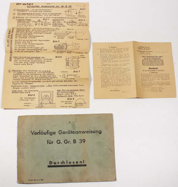 User manual, Granatbüchse Modell 39 rifle (GrB 39), original German World War II