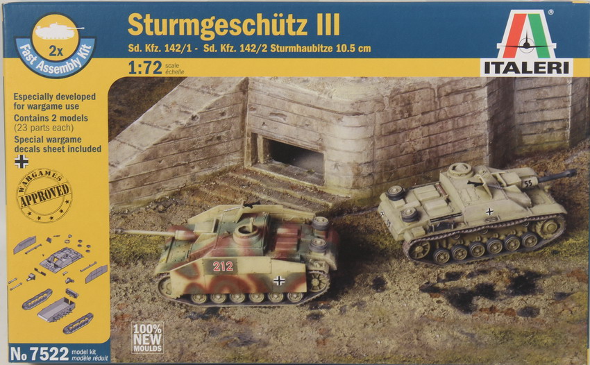 Modeling assault gun, Sturmgeschütz III – Sdkfz 142/1 y Sdkfz 142/2, ref. 7522, 1/72, Italeri