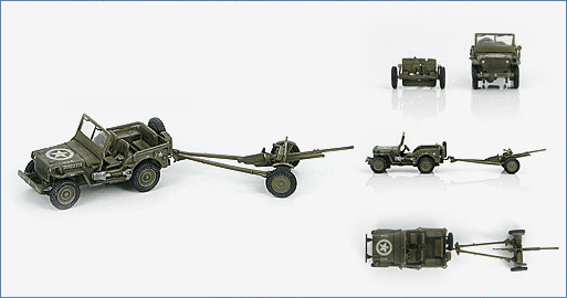 Modeling vehicleWillys Jeep & 37 mm M3A1 anti tank gun, ref. HG 4207, 1/72, Hobby Masters